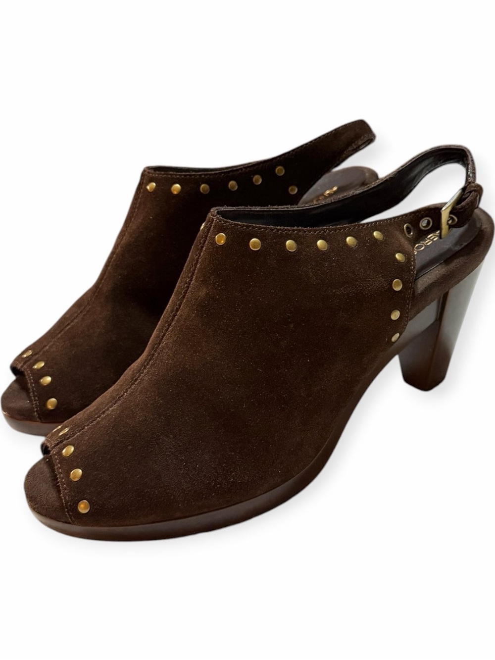 Aerosoles Haven Brown Suede Mules Women’s Size 9.5W